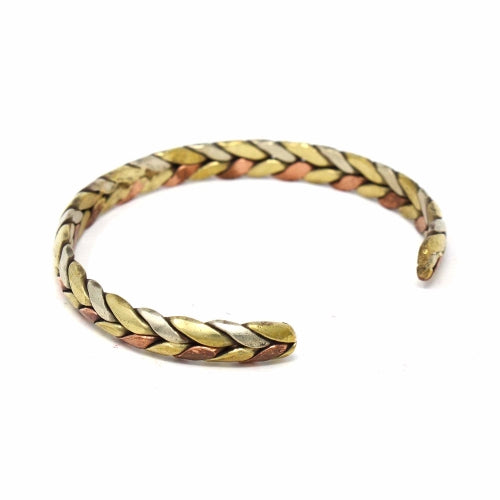 Copper and Brass Cuff Bracelet: Healing Trinity - DZI (J)