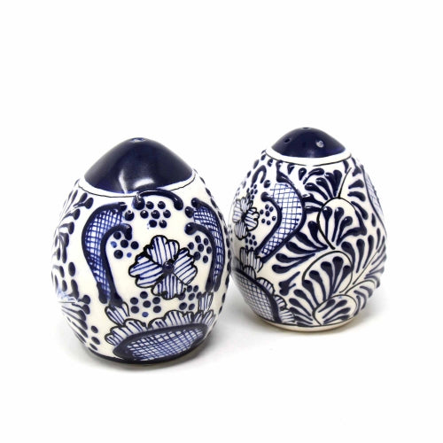 Encantada Handmade Pottery Spice Shakers, Blue Flower