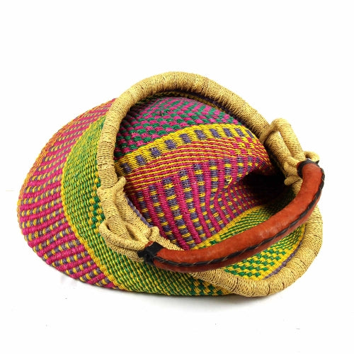 Bolga Pot Design Market Basket, Mixed Colors