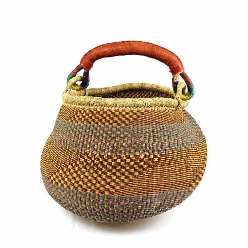 Bolga Pot Design Market Basket, Mixed Colors