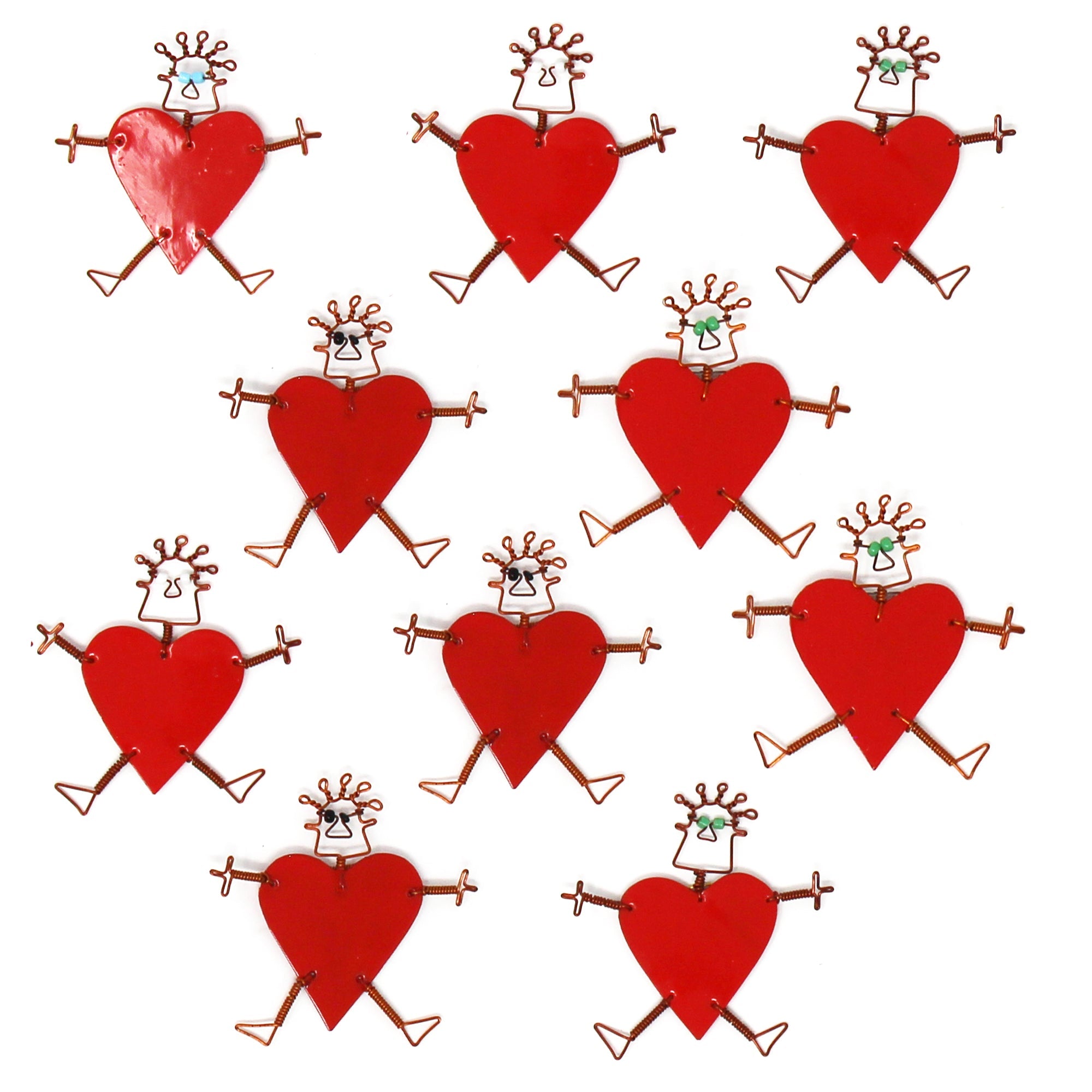 Set of 10 Dancing Girl Heart Body Pins in Red - Creative Alternatives