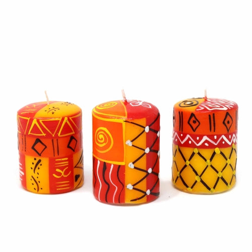 Set of Three Boxed Hand-Painted Candles - Zahabu Design - Nobunto