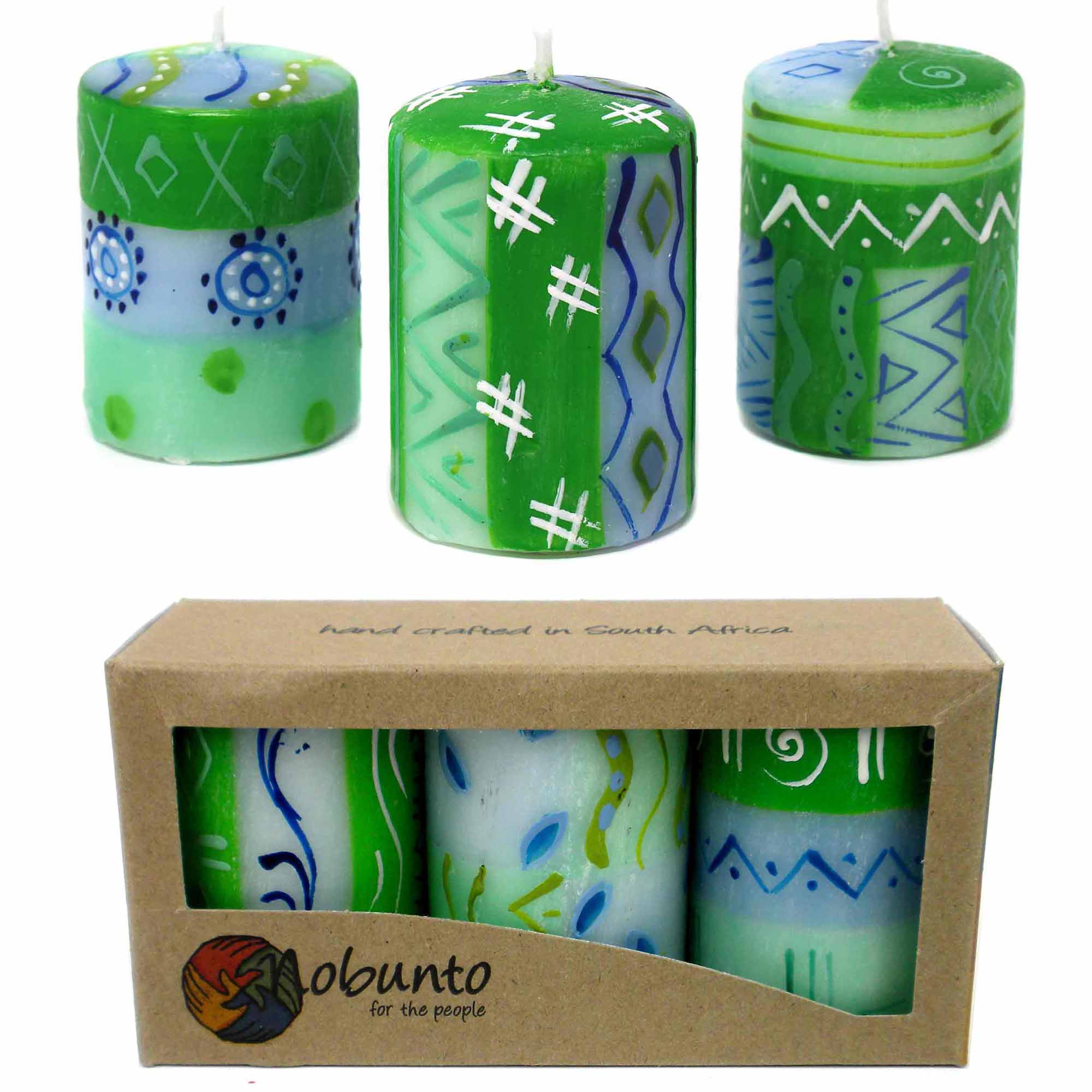 Set of Three Boxed Hand-Painted Candles Farih Design - Nobunto