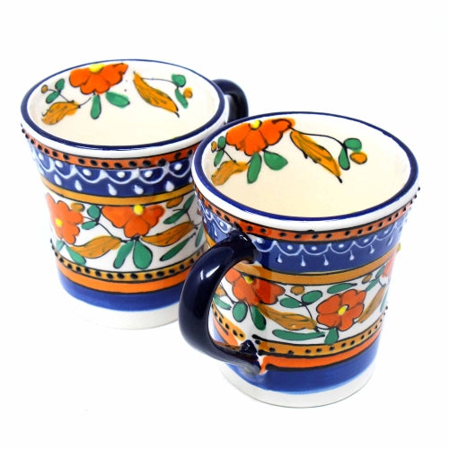 Flared Coffee Mugs - Orange and Blue, Set of Two - Encantada