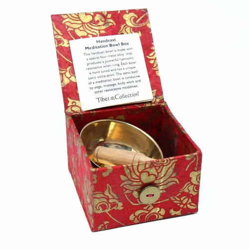 Meditation Bowl Box: 3'' Red Lotus - DZI (Meditation)