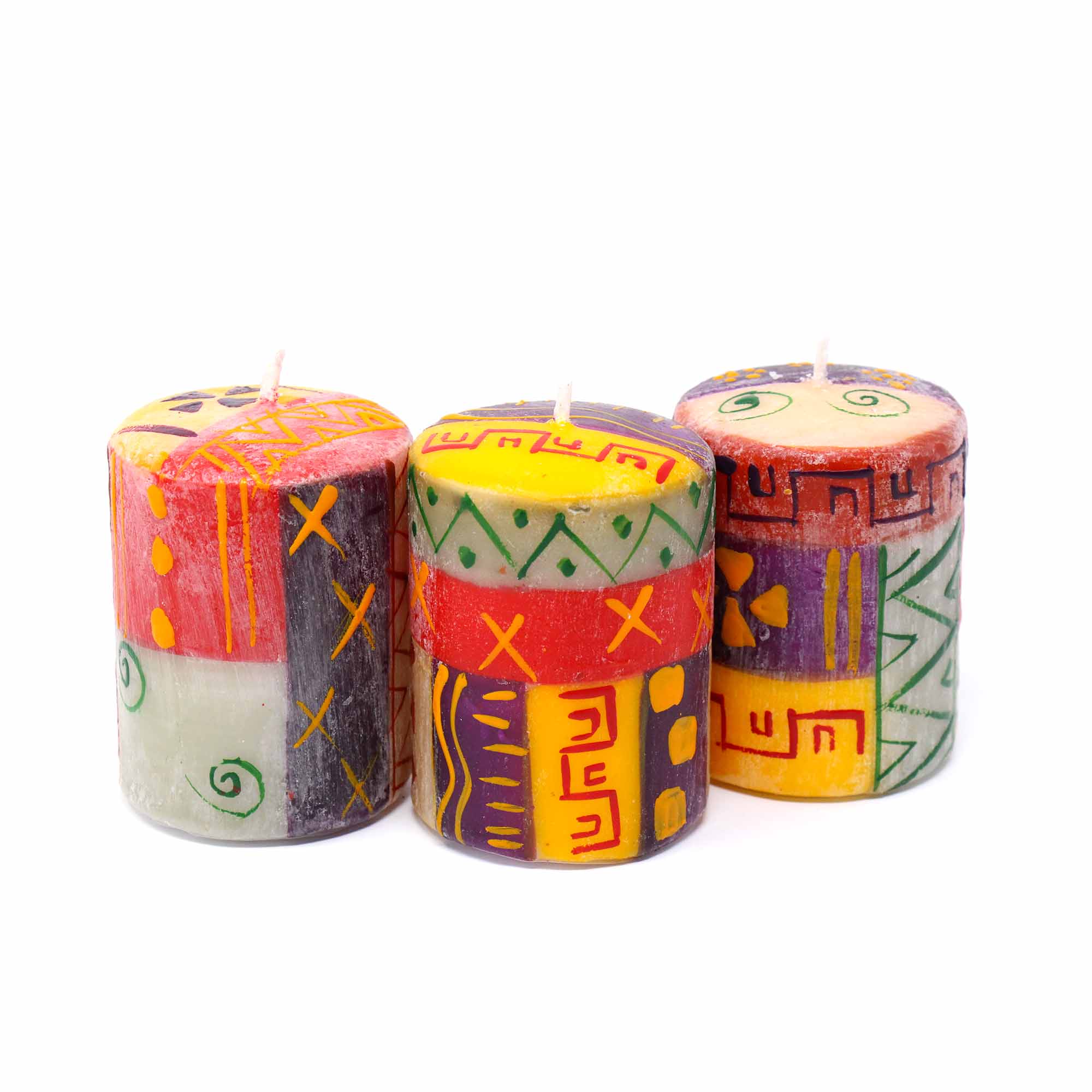 Set of Three Boxed Hand-Painted Candles - Indaeuko Design - Nobunto