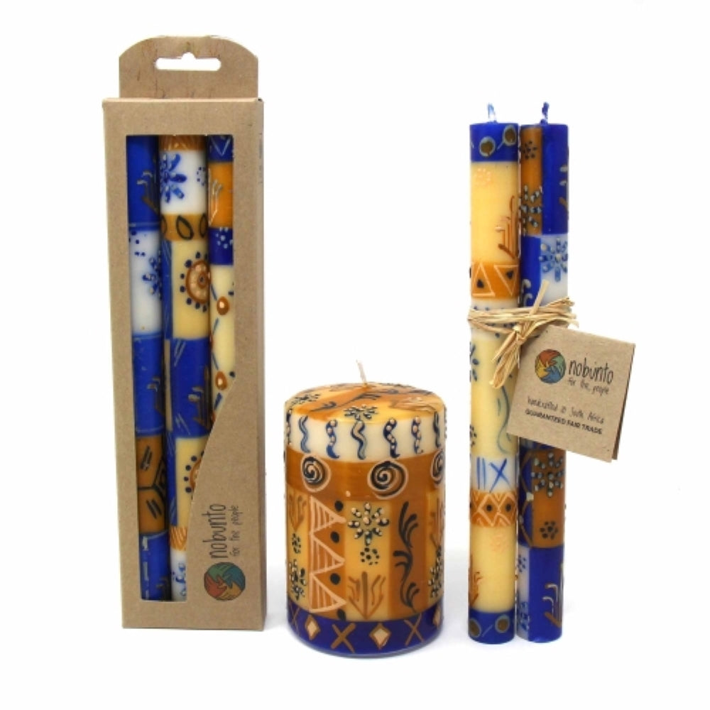 Tall Hand Painted Candles - Three in Box - Durra Design - Nobunto