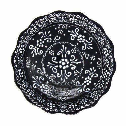 Encantada Handmade Pottery Serving Dish, Black & White