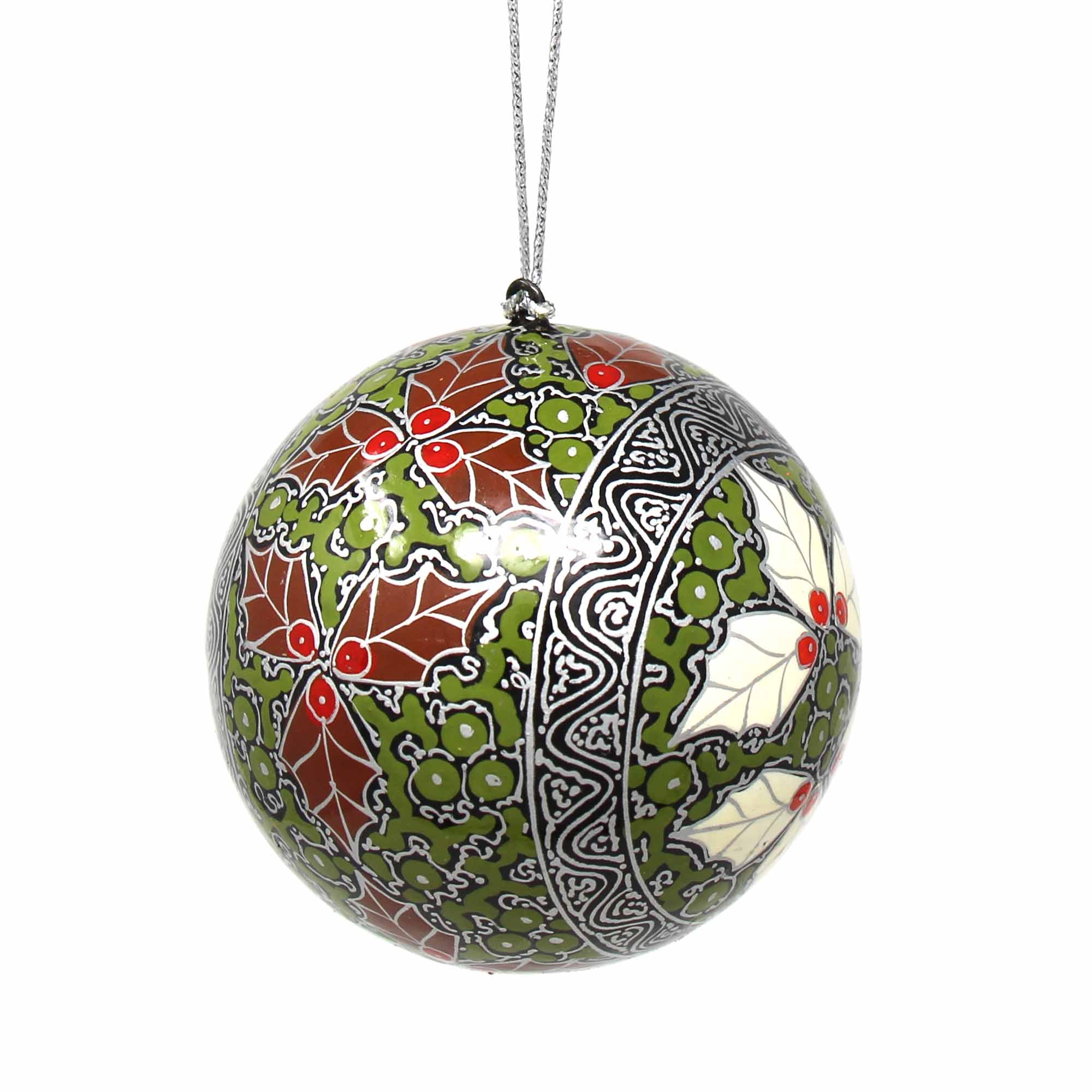 Handpainted Ornaments, Silver Chinar Leaves - Pack of 3